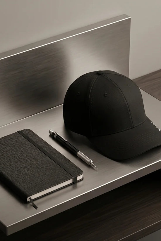 Black "Hybrid" Brim Logo Cap