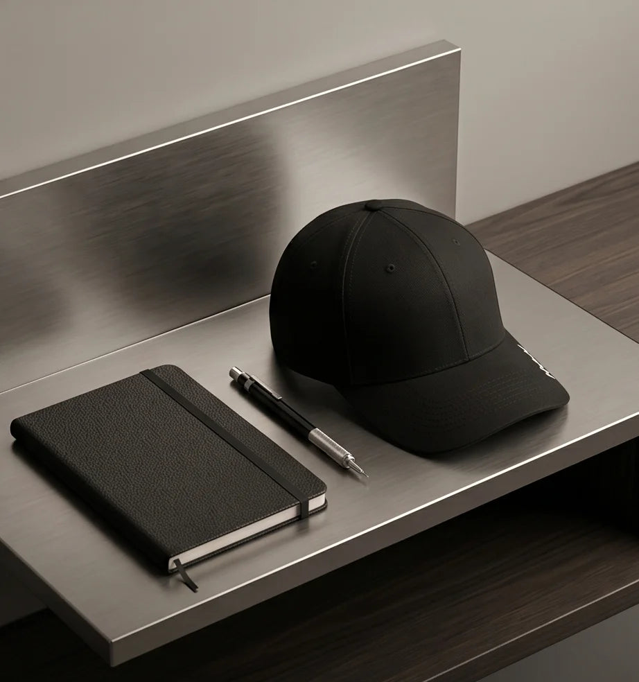Black "Hybrid" Brim Logo Cap