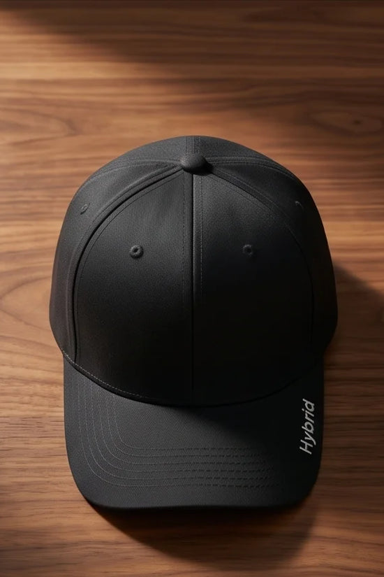 Black "Hybrid" Brim Logo Cap