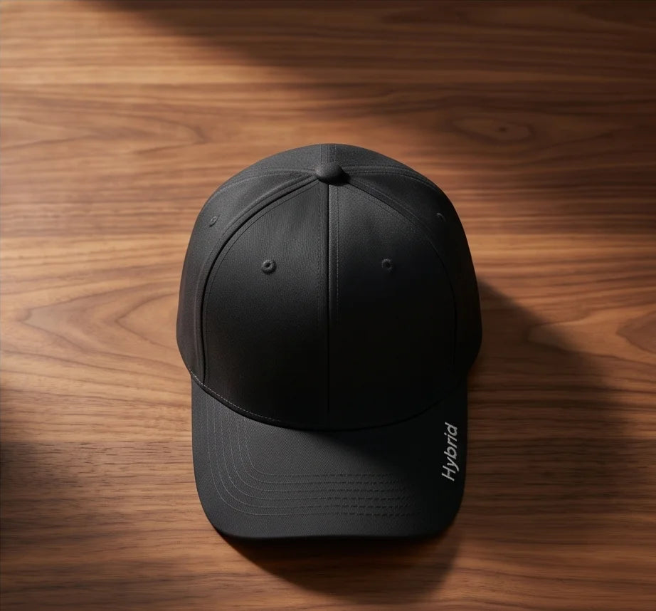 Black "Hybrid" Brim Logo Cap