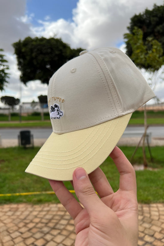 “Lucky Puppy Two-Tone Cap – Cream & Pastel Yellow”
