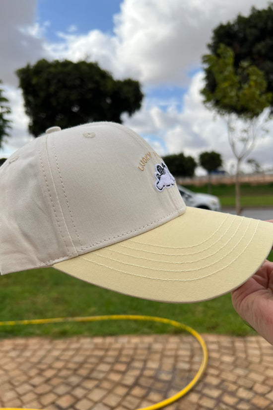 “Lucky Puppy Two-Tone Cap – Cream & Pastel Yellow”
