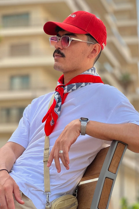 Red Baseball Cap with White Embroidery