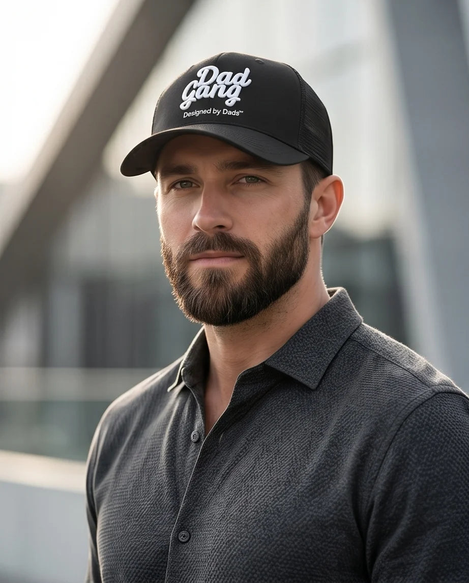 Black Dad Gang Embroidered Trucker Cap